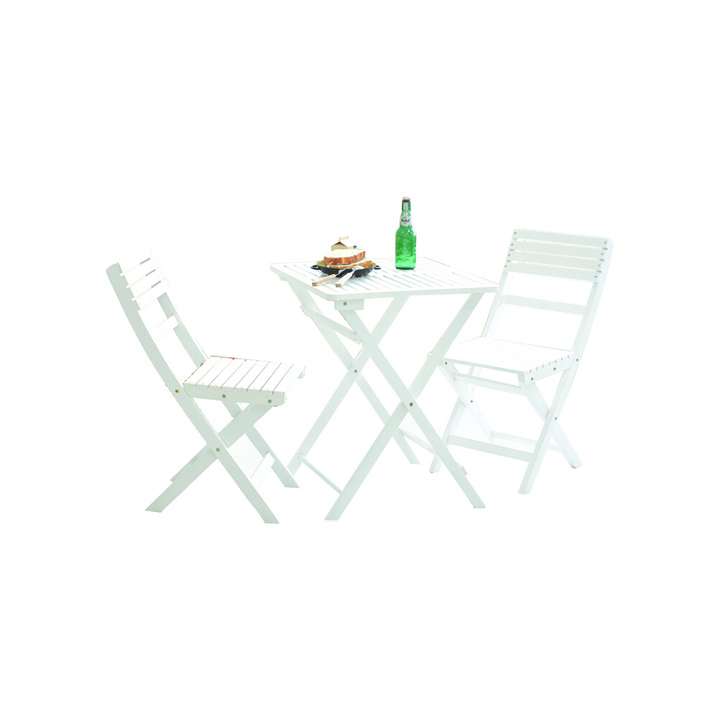 Vibrant Color Options Folding Garden Set New Zealand Pine Wood 2 Chair Table Portable Outdoor Furniture for Small Patio Balcony