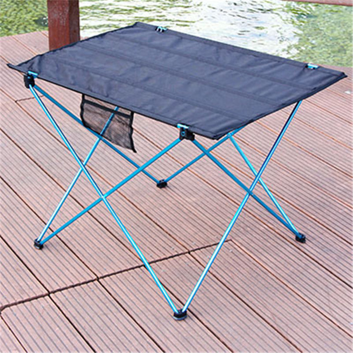 Modern Portable Outdoor Aluminium Dining Table Roll Folding Design Lightweight and Durable for Camping Hotel and Bedroom Use