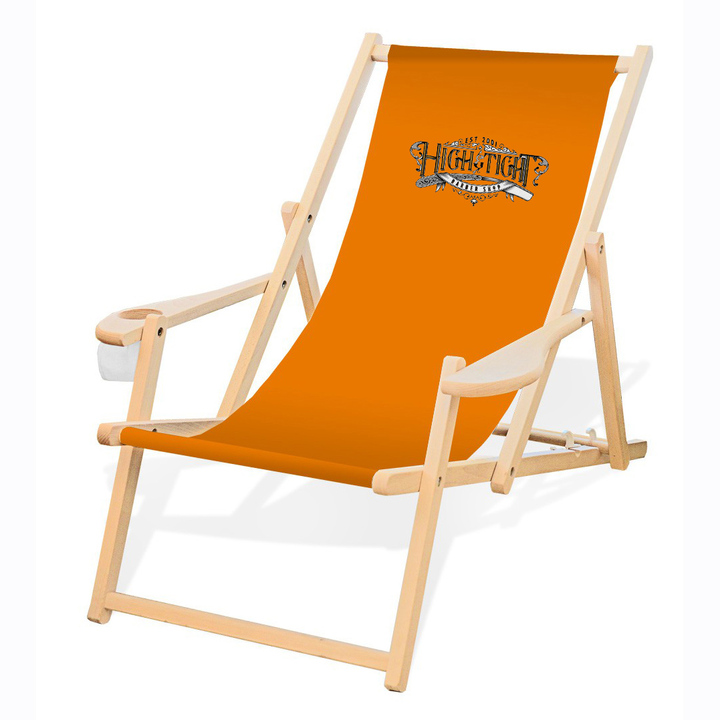 Customized Logo New Design Portable Garden Wood Deck Chair with Cup Holder Inexpensive Patio Beach Beer Party Sale