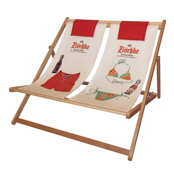 New Design Double Seat Portable and Foldable Wood Deck Chair for Outdoor Furniture Use in Hotels Parks and Halls