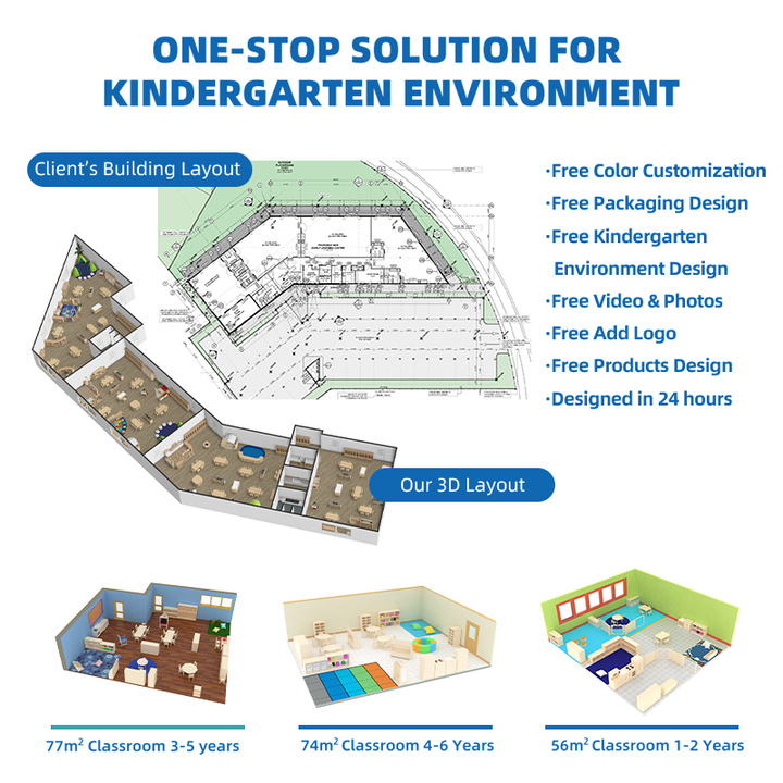 Montessori Toddler Childcare Center Kindergarten Equipment Cabinet Wooden Nursery Preschool Daycare Kindergarten Furniture Set