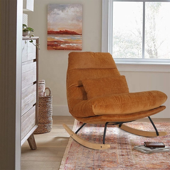 Nordic Modern Luxury Single Recliner Chair Soft Synthetic Leather Rocking Lounge Sofa for Adults Durable Home Office Living Room