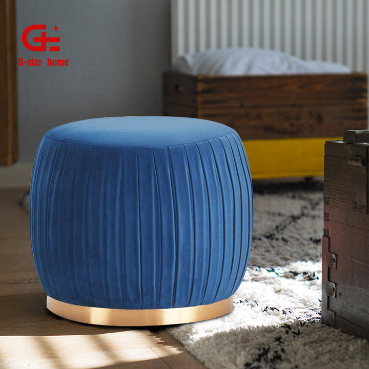 Ottoman Stool Fabric Round Pouf Ottoman Living Room Ottoman Chair Home Furniture Modern Bedroom Apartment