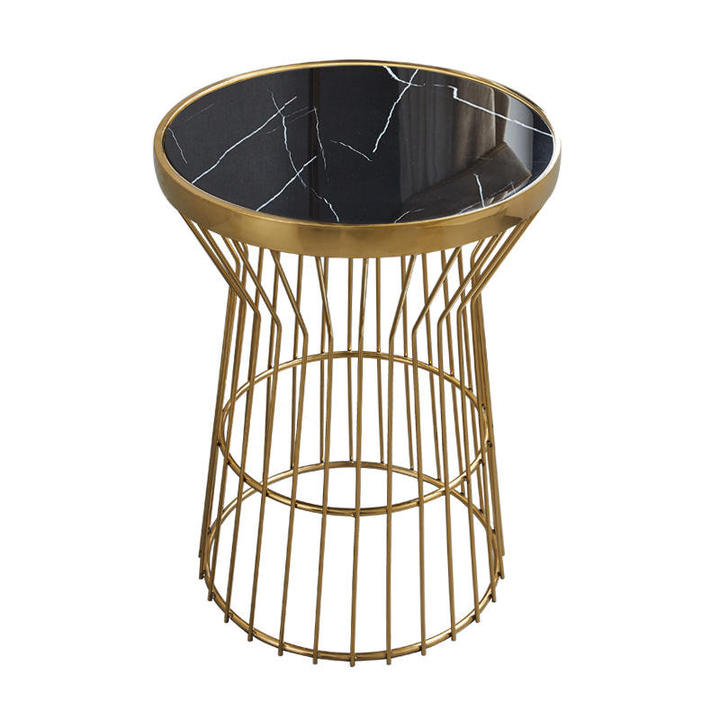 WSE6001 Luxury Modern Stainless Steel Metal Legs Small Round Coffee Tables Modern Round White Side Table Marble Top Side Table