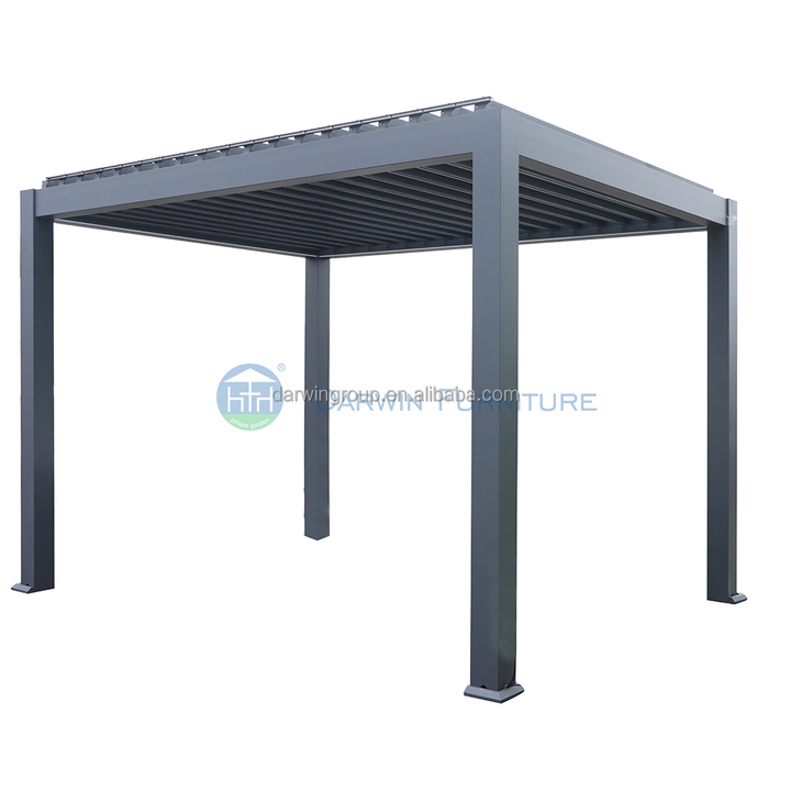 Aluminum Retractable Arches Gazebo with Waterproof Sunshade for Garden-Easily Assembled Powder Coated Frame