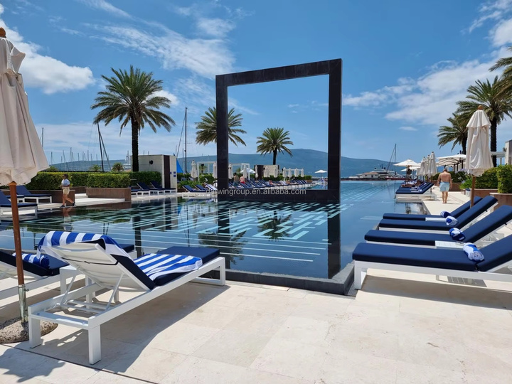 Modern Foldable Aluminum Frame Outdoor Sun Lounger with Cushions-Eco-Friendly UV Resistant Design for Garden Beach Poolside Use