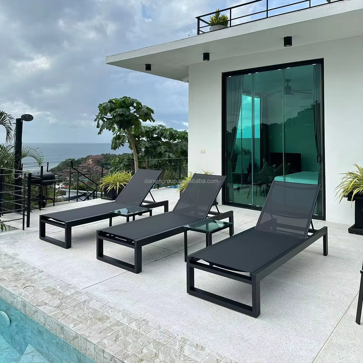 Modern Foldable Aluminum Frame Outdoor Sun Lounger with Cushions-Eco-Friendly UV Resistant Design for Garden Beach Poolside Use