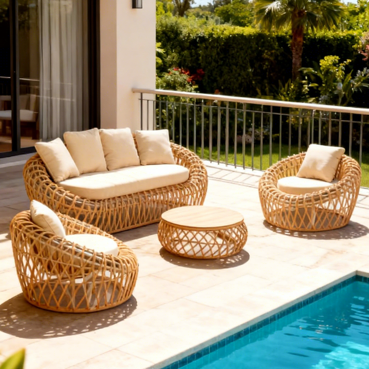 Modern Outdoor Wicker Sofa Set Leisure Waterproof Couch Sectional Sets Poolside Resort Hotel Garden Furniture Sofa