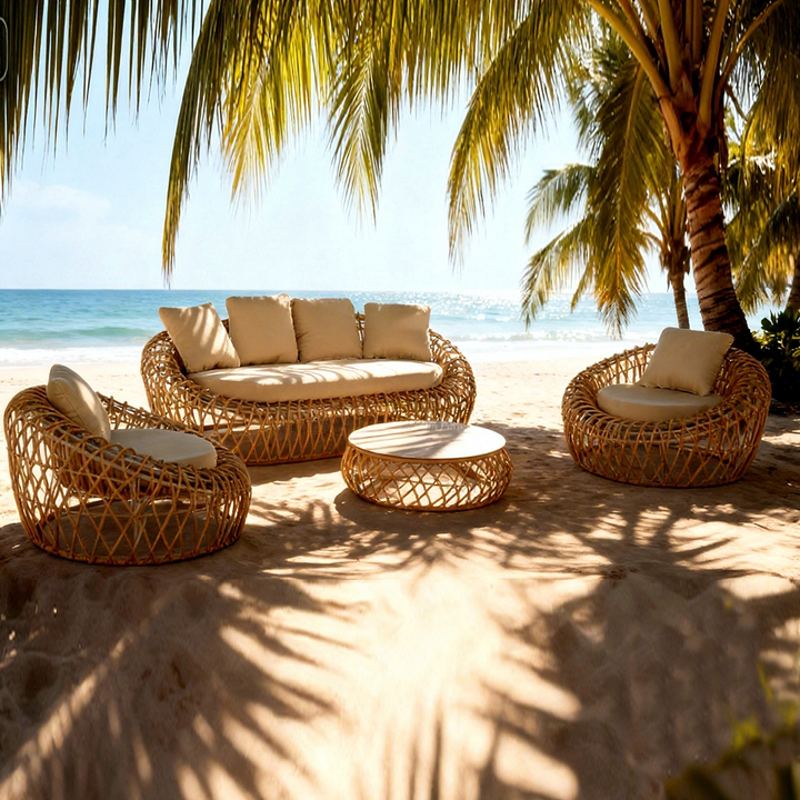 Modern Outdoor Wicker Sofa Set Leisure Waterproof Couch Sectional Sets Poolside Resort Hotel Garden Furniture Sofa