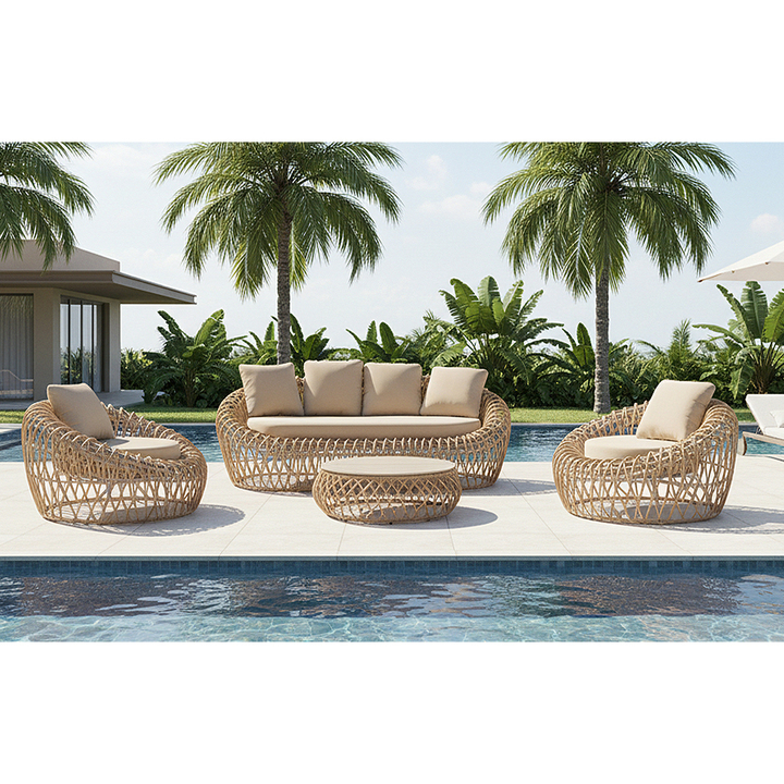 Modern Outdoor Wicker Sofa Set Leisure Waterproof Couch Sectional Sets Poolside Resort Hotel Garden Furniture Sofa
