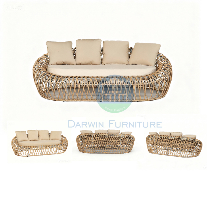 Modern Outdoor Wicker Sofa Set Leisure Waterproof Couch Sectional Sets Poolside Resort Hotel Garden Furniture Sofa