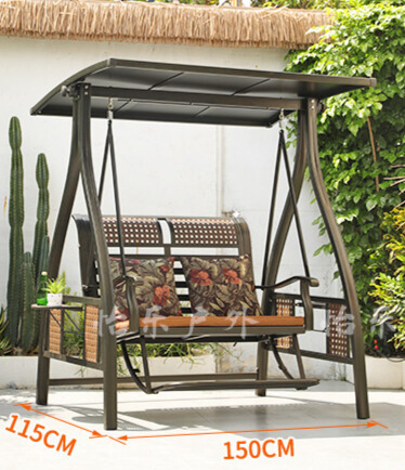 Patio Aluminum Outdoor PE Woven Rattan Swing Chair Three Seat / Two Seat for Garden Villa Courtyards Apartment Resort Beach