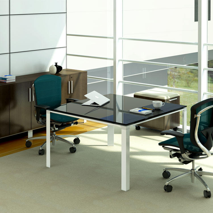 Modern Design 15mm Thick Black Tempered Glass Top Small Dining Table for 6 Seater