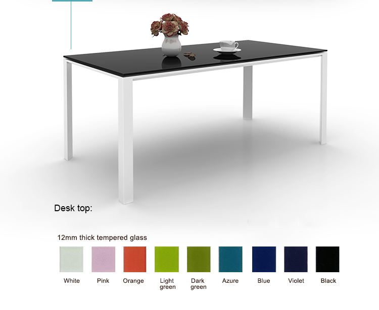 Modern Design 15mm Thick Black Tempered Glass Top Small Dining Table for 6 Seater