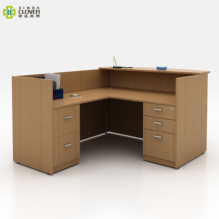 Factory Manufacturer Wooden Office Furniture Small l Shaped White Reception Desk Modern Design