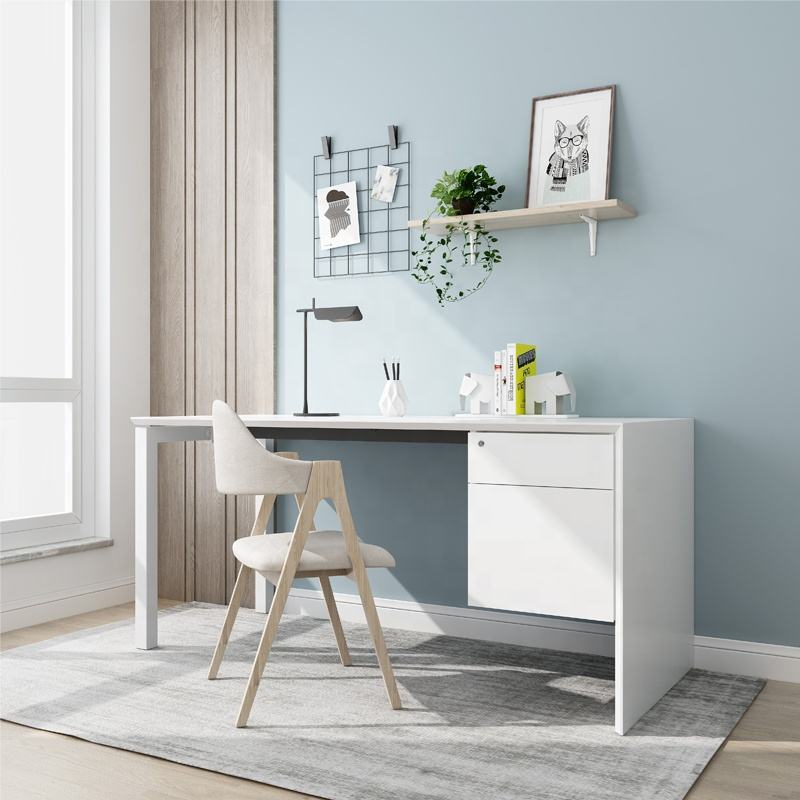 White Home Office Desk Modern Design Metal Leg Office Table Student Computer Desk