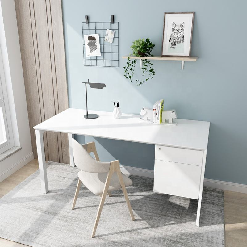 White Home Office Desk Modern Design Metal Leg Office Table Student Computer Desk