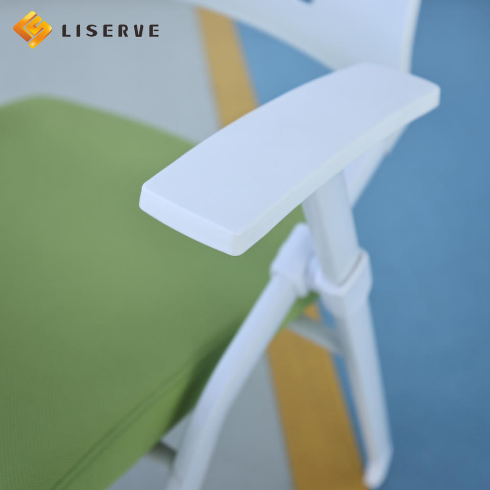 Modern White School Furniture-Classroom Training Chairs Foldable Mesh Conference Presentation Chairs Writing Boards Durable