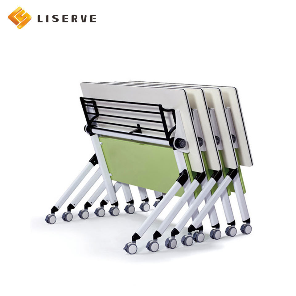 Factory Direct Sales Modern Simple Foldable Multifunctional Movable Metal & Wood Hospital Office Conference Training Table