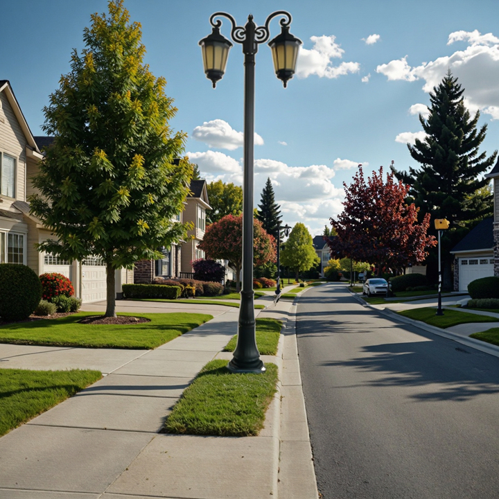 New Retro RGB Color Temperature LED Garden Street Light Solar Aluminum Electric Warm White Brass Landscape Lighting