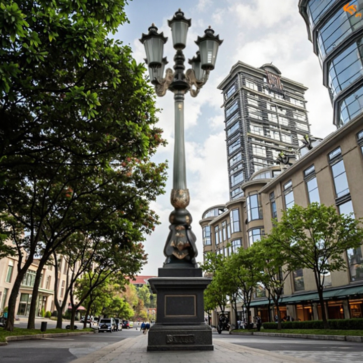 New Retro RGB Color Temperature LED Garden Street Light Solar Aluminum Electric Warm White Brass Landscape Lighting