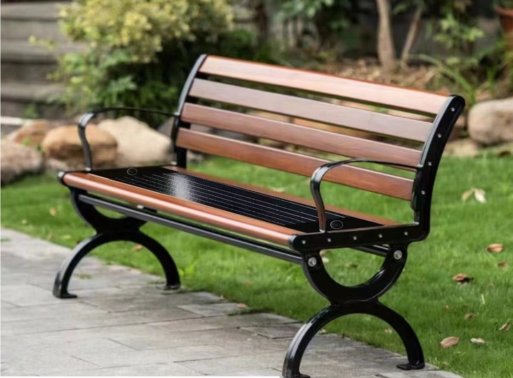 Modern Outdoor Garden Bench Solid Wood Cast Aluminium Urban Furniture for Park Gym Supermarket Hospital-Direct Factory Price