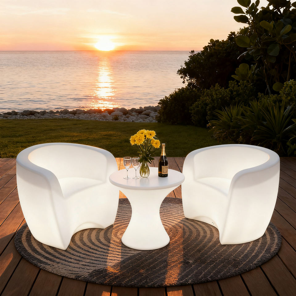 Modern Design 4-Seater Outdoor Dining Table and Chair Combination with IP65 Waterproof Light-Emitting Features
