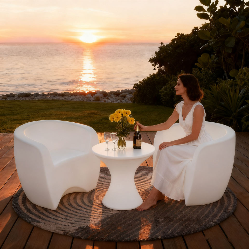 Modern Design 4-Seater Outdoor Dining Table and Chair Combination with IP65 Waterproof Light-Emitting Features