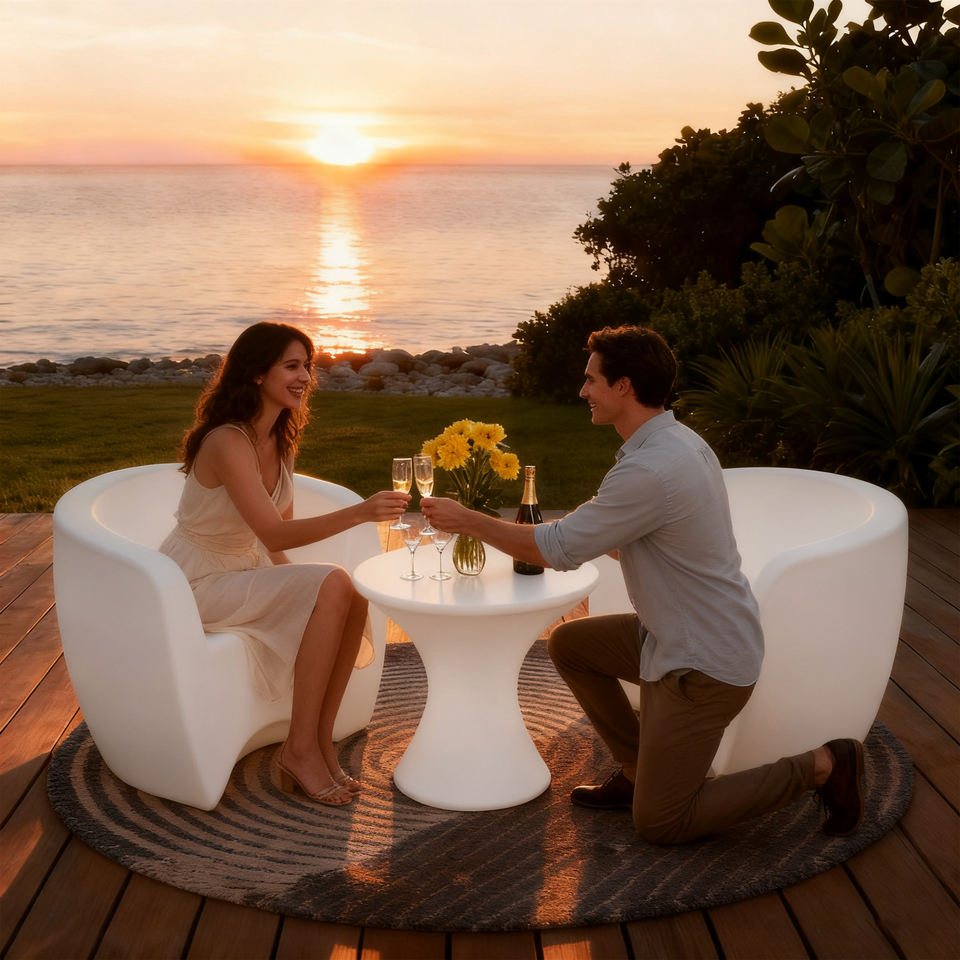 Modern Design 4-Seater Outdoor Dining Table and Chair Combination with IP65 Waterproof Light-Emitting Features