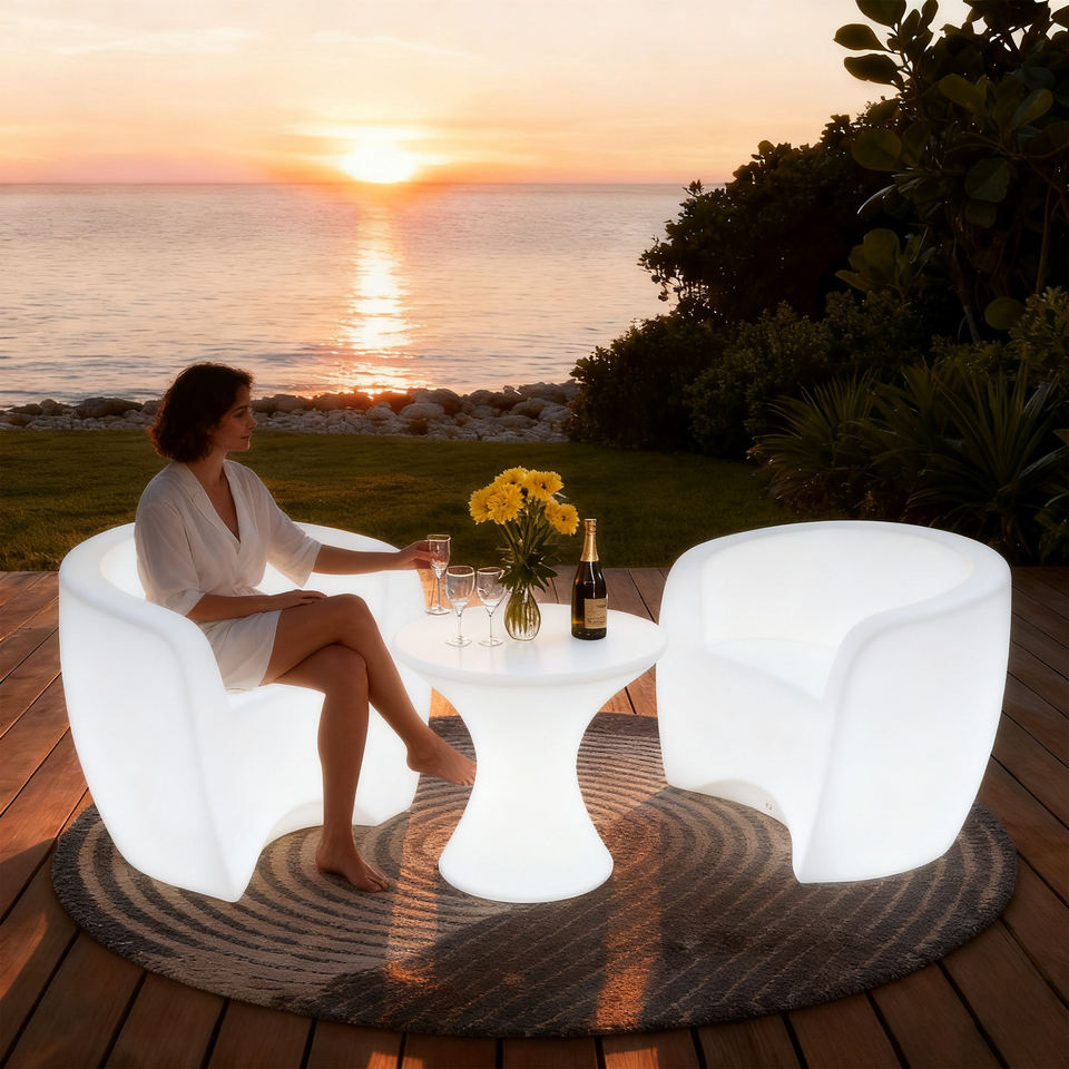 Modern Design 4-Seater Outdoor Dining Table and Chair Combination with IP65 Waterproof Light-Emitting Features