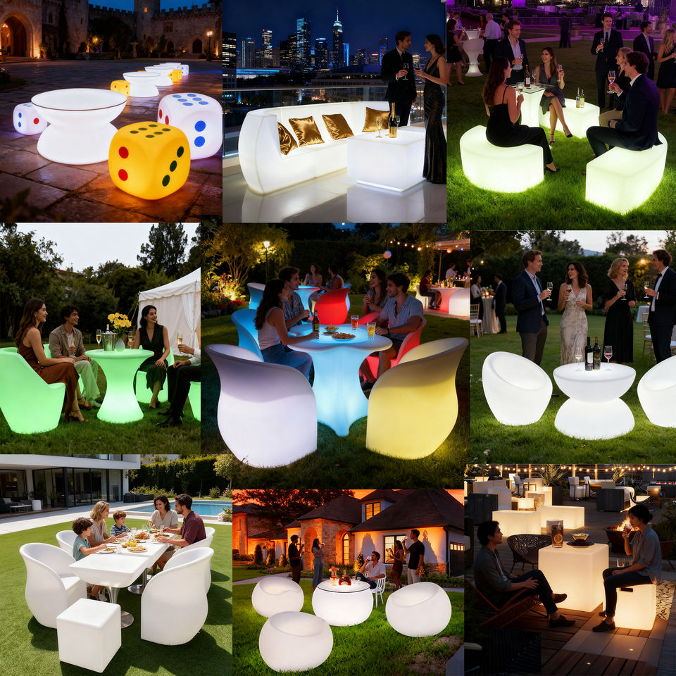 Modern Design 4-Seater Outdoor Dining Table and Chair Combination with IP65 Waterproof Light-Emitting Features