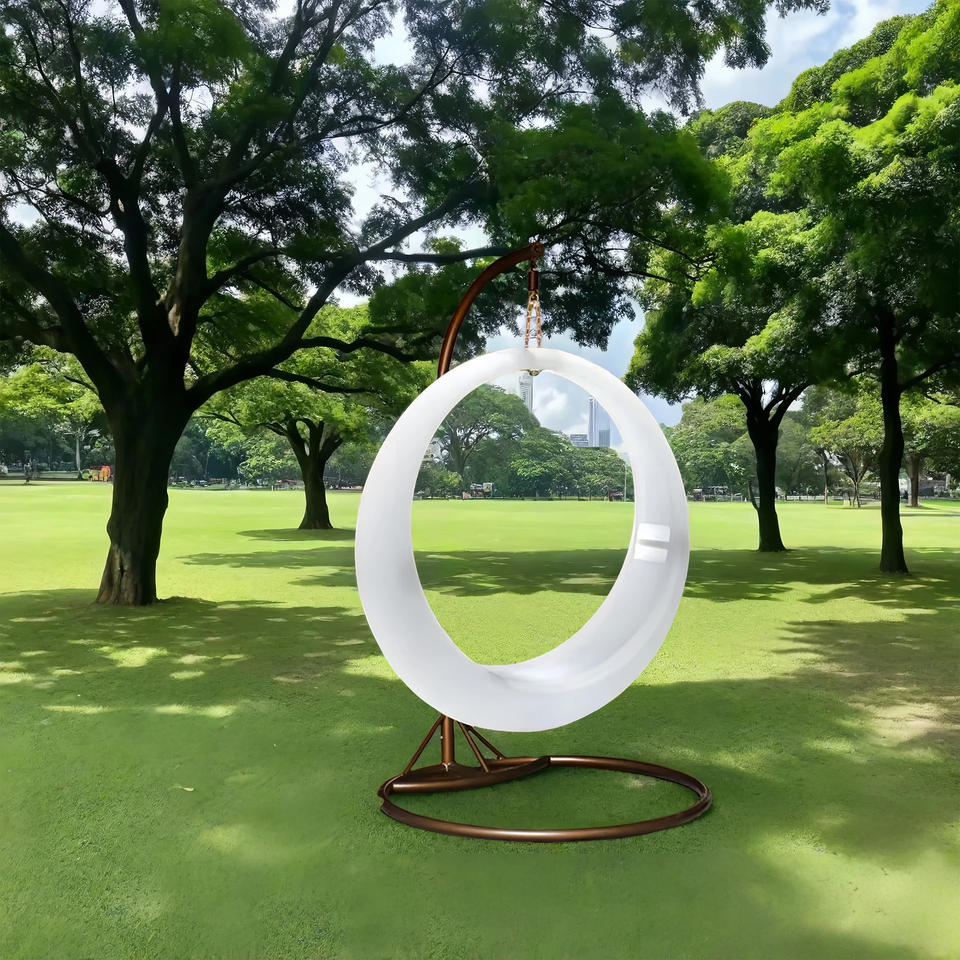 Simple Hanging Vertical Round Moon Ring Swing Chair for Indoor Outdoor Venues for Patios Bedrooms Parks Gardens Living Room