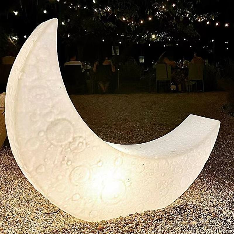 LED Swing Led Chair Twinkle Moon Shaped Stool Courtyard Balcony Garden Glowing Furniture Swing Hanging Moon Chair