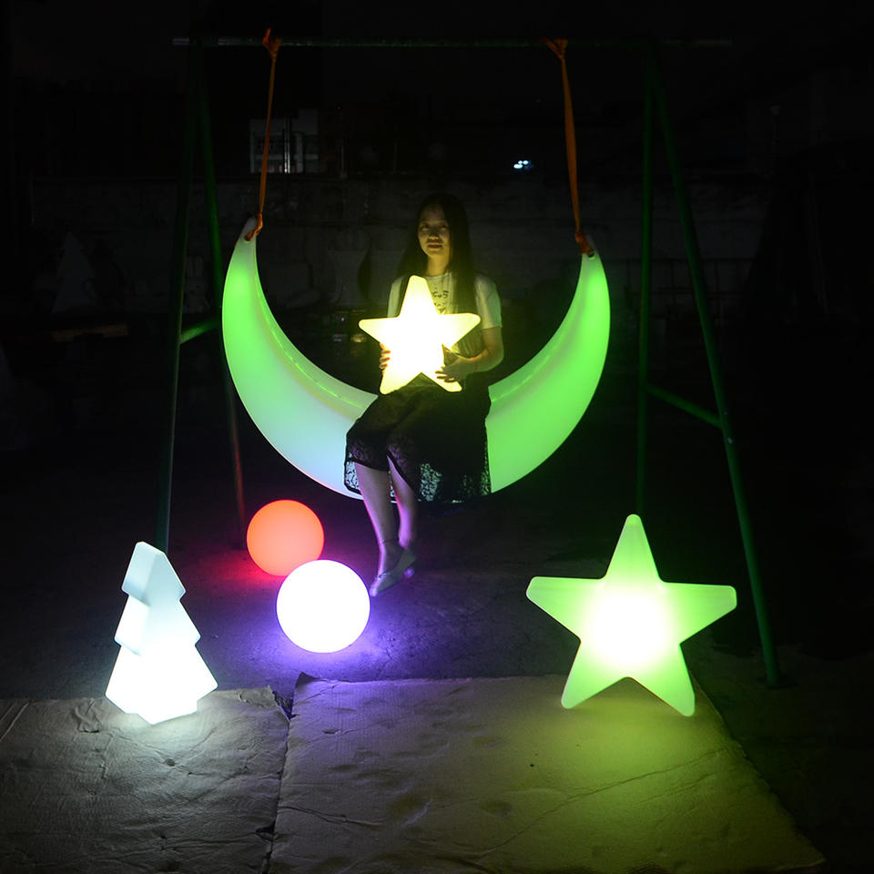 LED Swing Led Chair Twinkle Moon Shaped Stool Courtyard Balcony Garden Glowing Furniture Swing Hanging Moon Chair