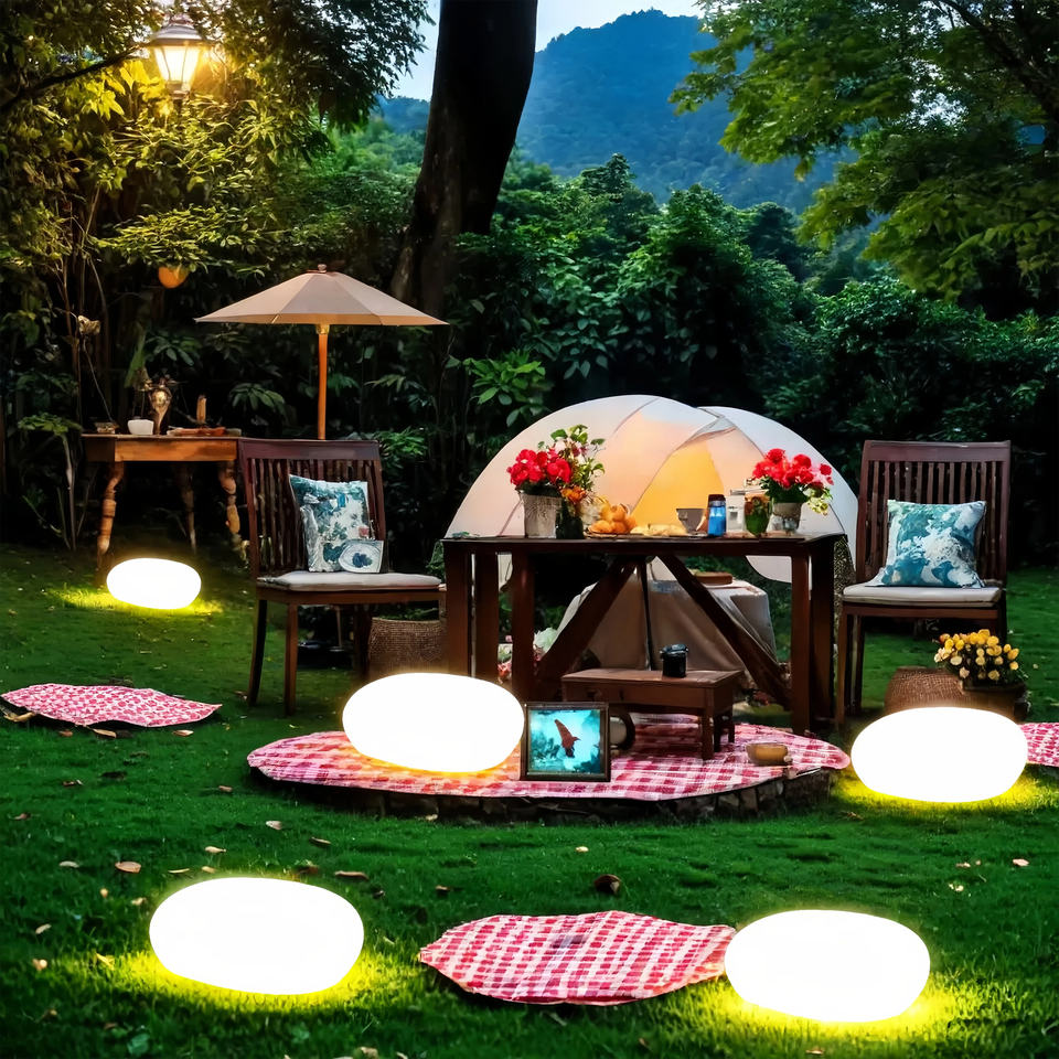 IP65 Outdoor Waterproof Pebble Shape Landscape Lamp Solar Powered DC Supply Elegant Outdoor Lawn Lights