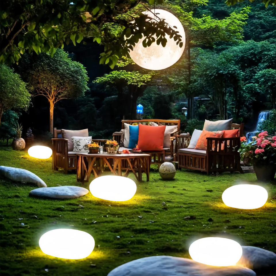 IP65 Outdoor Waterproof Pebble Shape Landscape Lamp Solar Powered DC Supply Elegant Outdoor Lawn Lights