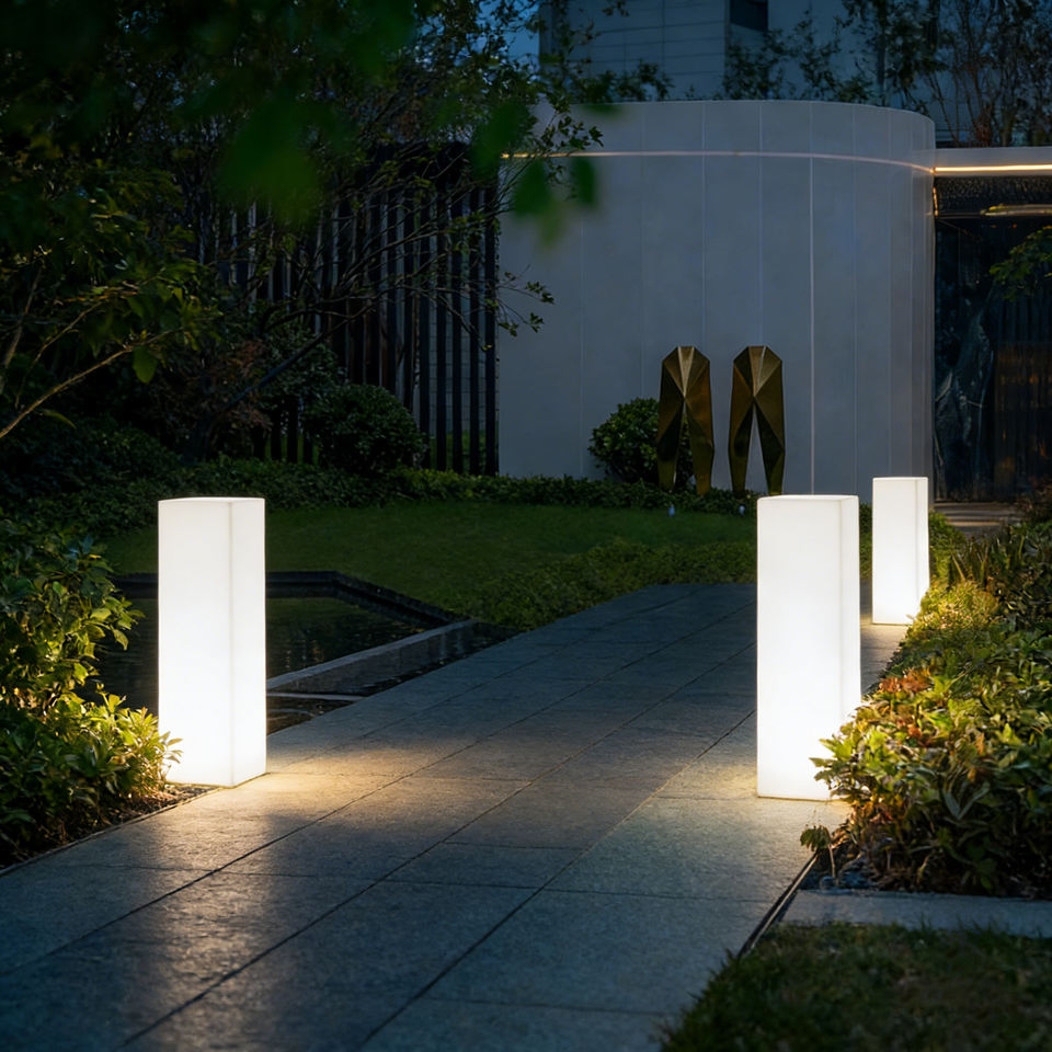 Multi-Color 5000K Daylight Outdoor Landscaping Floor Lamp Stand Pillar Light LED Garden Lights