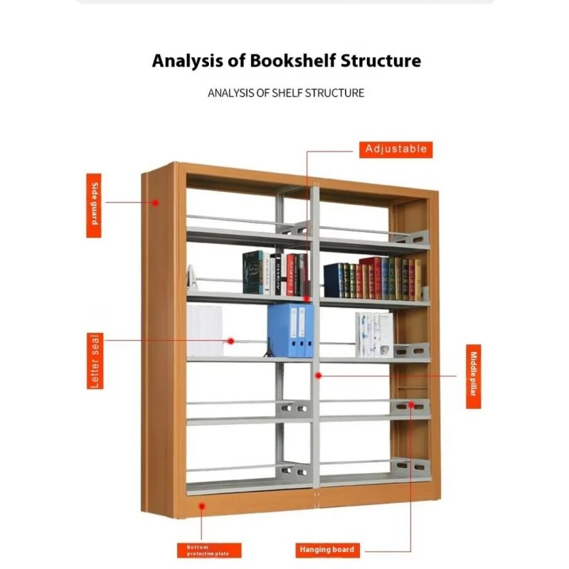 School Library Bookshelves Wooden/Metal Book Shelving for Student Book Storage & Organization in Educational Reading Spaces