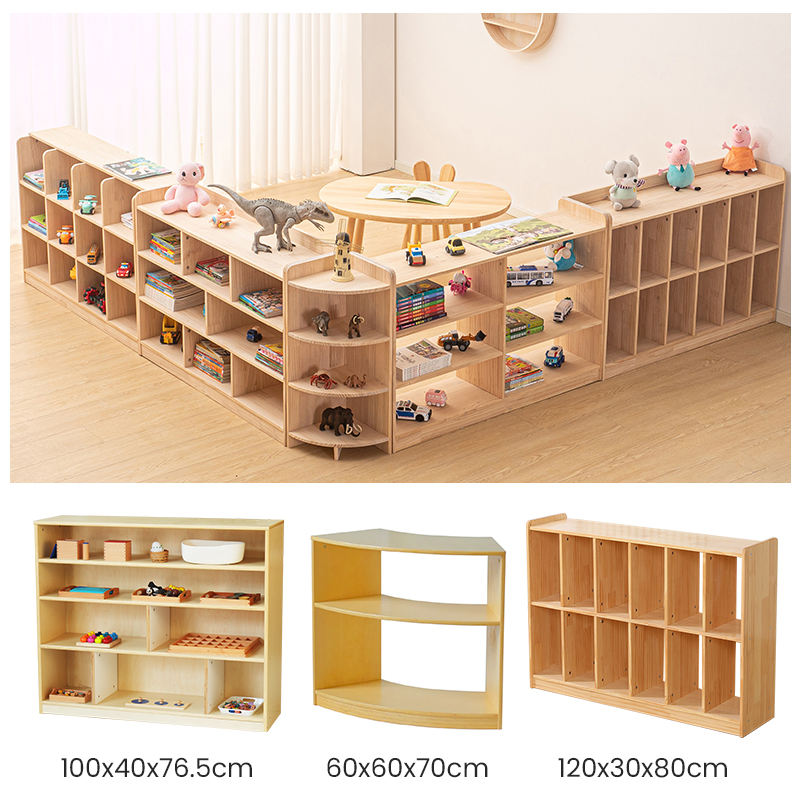 Kindergarten Furniture Preschool Classroom Design Nursery Book Toy Storage Organizer Wooden Montessori Daycare Cube Cabinet