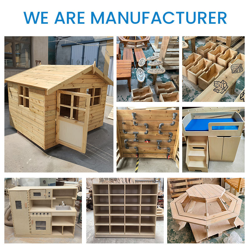 Manufacturer Indoor/Outdoor Wooden Swing Slide Combination Set Kindergarten Preschool Children's Play Structures Climbers