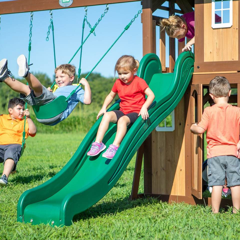 XIHA Outdoor Play-Wooden Climbing Frame Slide Swing Set KindergartenOutdoor Playground for Children Play Set