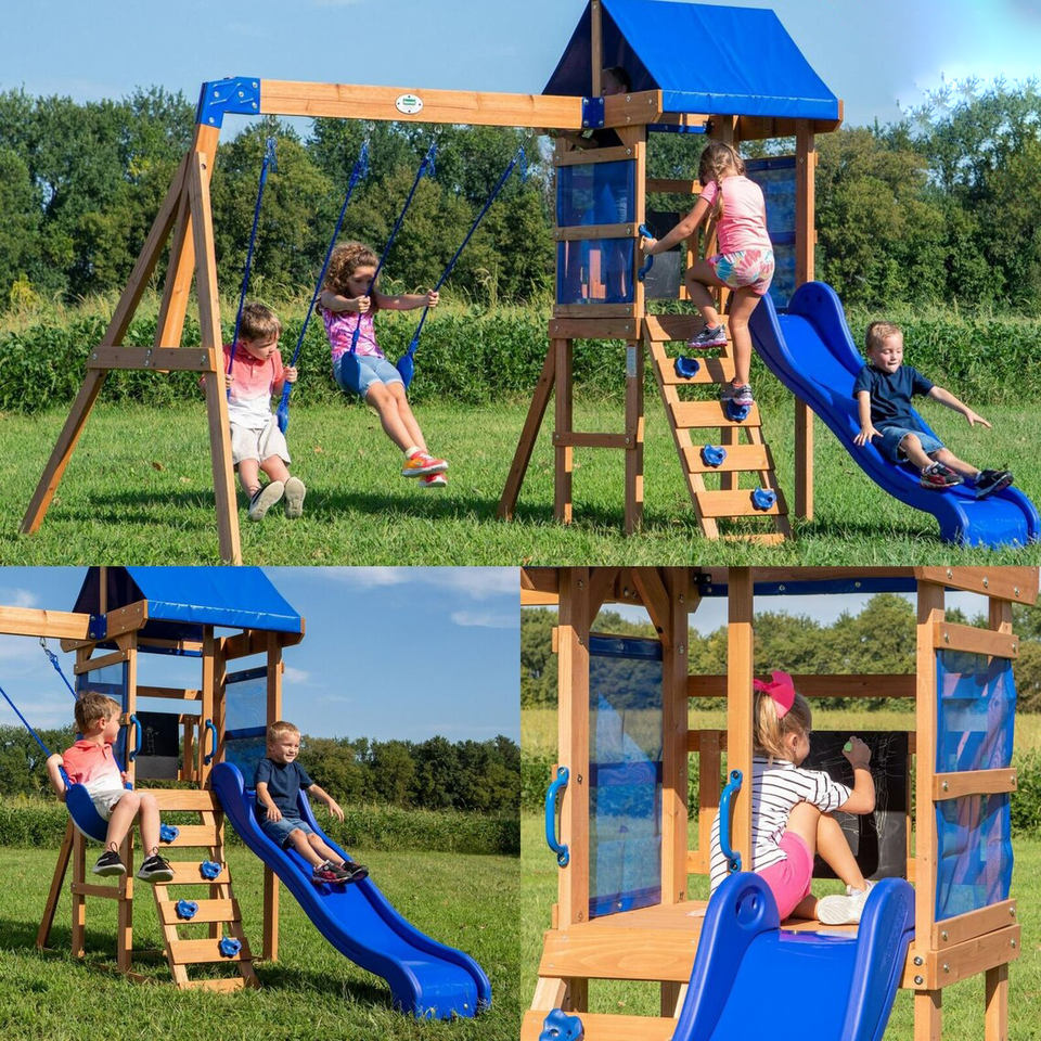 XIHA Outdoor Play-Wooden Climbing Frame Slide Swing Set KindergartenOutdoor Playground for Children Play Set