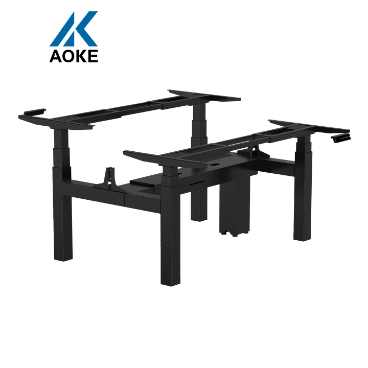 AOKE Office Furniture Standing Height Adjustable Electric Sit Stand Computer Desk Dual People Office Table Workstation