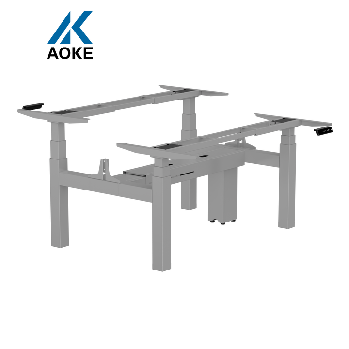AOKE Office Furniture Standing Height Adjustable Electric Sit Stand Computer Desk Dual People Office Table Workstation