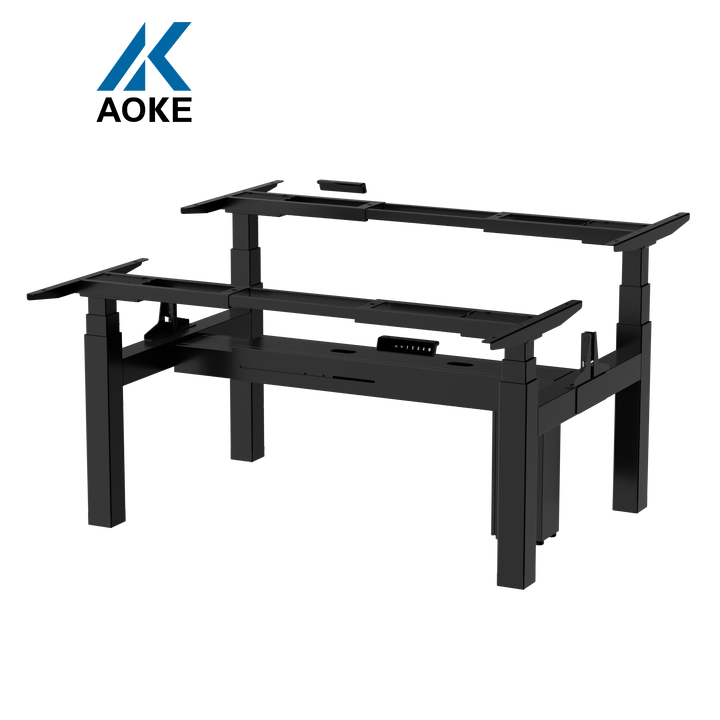 AOKE Office Furniture Standing Height Adjustable Electric Sit Stand Computer Desk Dual People Office Table Workstation