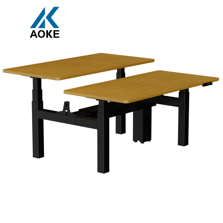 AOKE Office Furniture Standing Height Adjustable Electric Sit Stand Computer Desk Dual People Office Table Workstation