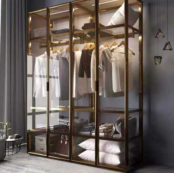 Home Luxury Custom Closet Wardrobe With Doors European Modern Style Grain Wood Closet Bedroom Wardrobe Cabinet