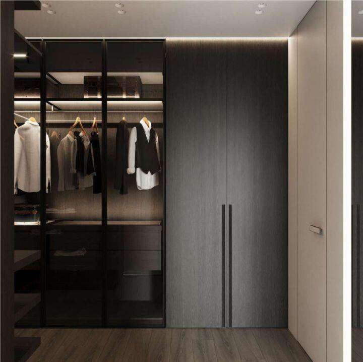 Home Luxury Custom Closet Wardrobe With Doors European Modern Style Grain Wood Closet Bedroom Wardrobe Cabinet