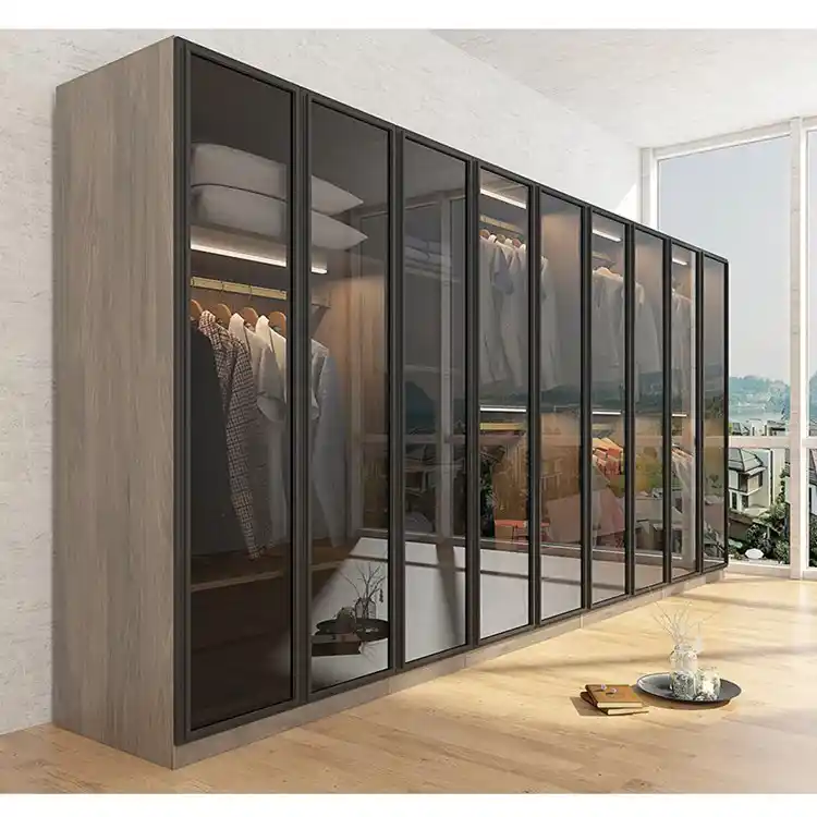 3 Doors Smart Bedroom Solid Pine Wooden Wardrobe Design Picture with Mirror