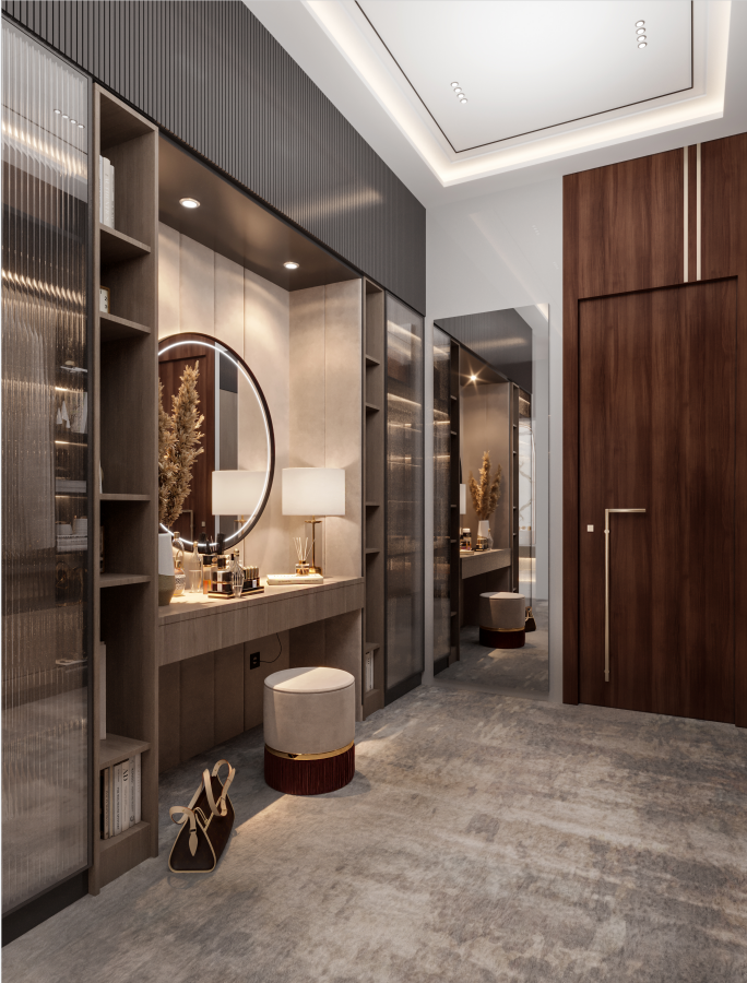 3 Doors Smart Bedroom Solid Pine Wooden Wardrobe Design Picture with Mirror